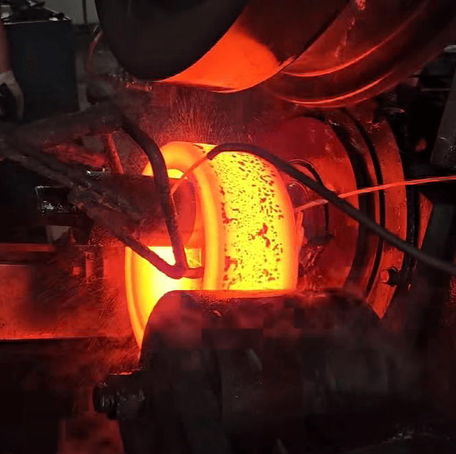 rolled ring forging process showing seamless ring expansion and continuous grain flow