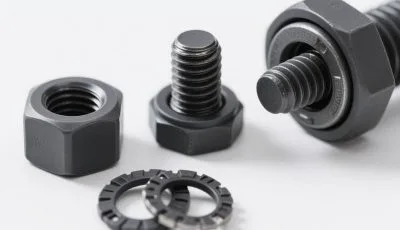 Hex nuts and bolts with washers used in precision fastening assemblies