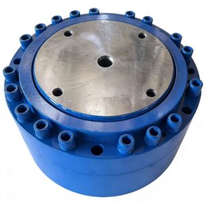 Custom hydraulic rotary actuator manufactured with forged components and CNC machining