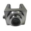 CNC machining process on fork lug forging showing precision boring operation