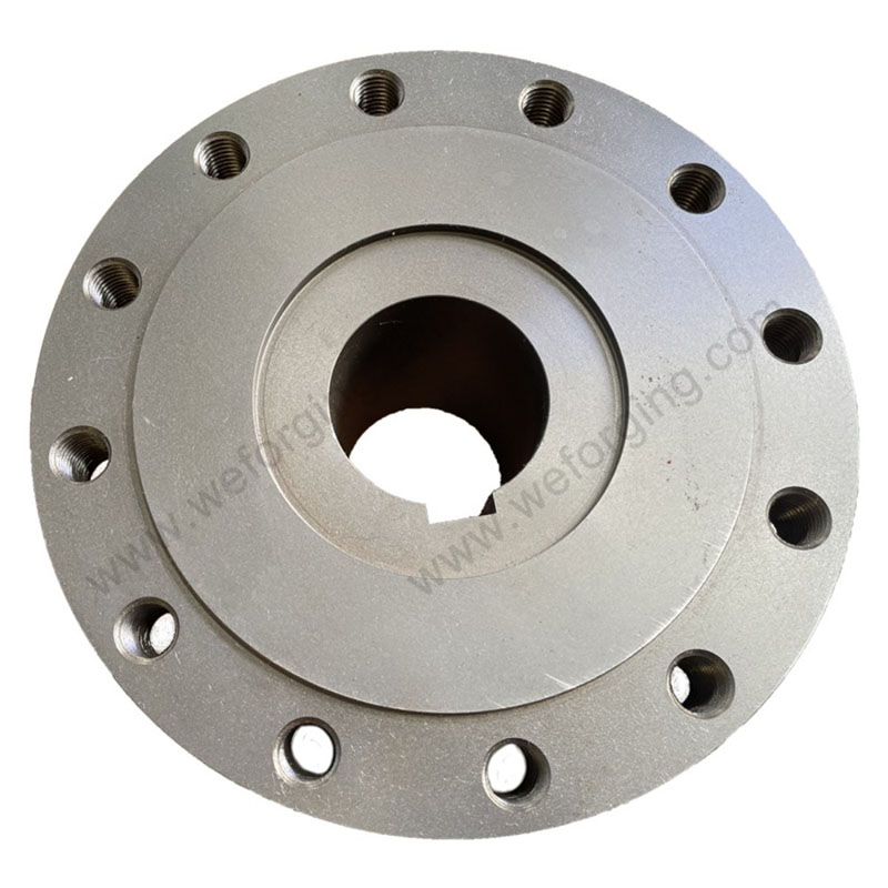 Precision CNC-machined steel coupling with keyway for industrial power transmission systems