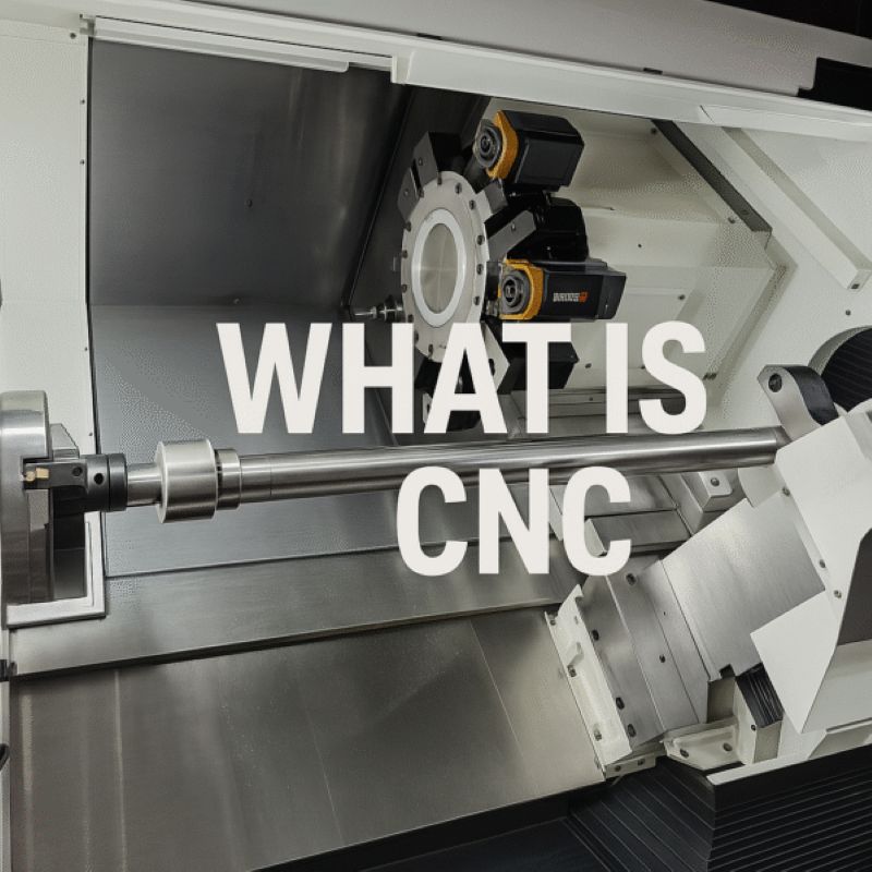 CNC machining process showing automated metal cutting on a precision lathe