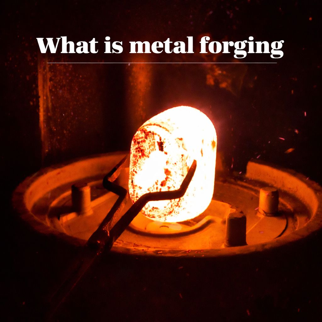 Metal forging process showing heated metal shaped under compressive force by Weforging