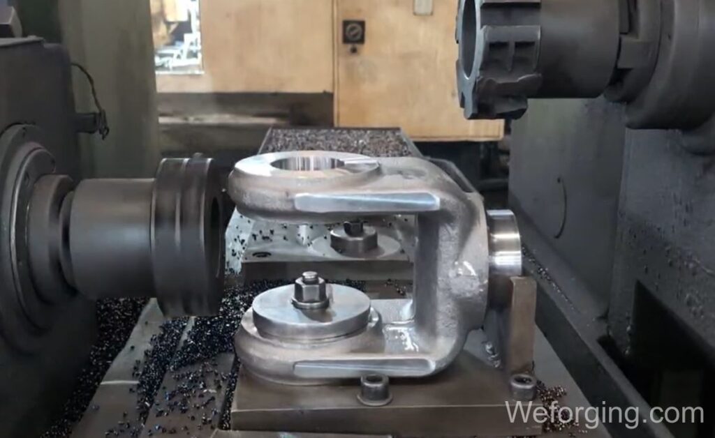 CNC machining forged part with precision drilling and milling
