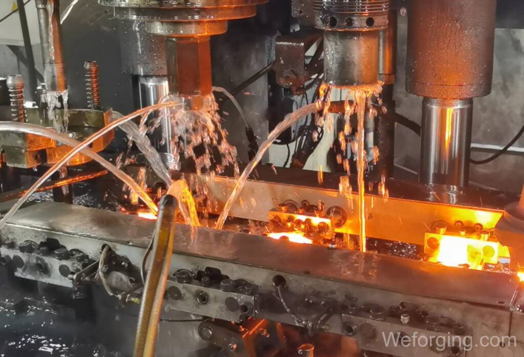 Hydraulic forging press with CNC machining integration producing heavy-duty forged components at Weforging