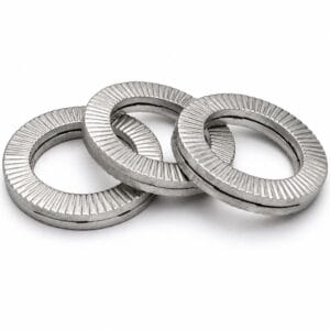 Double stack self-locking washers with serrated design for vibration resistance