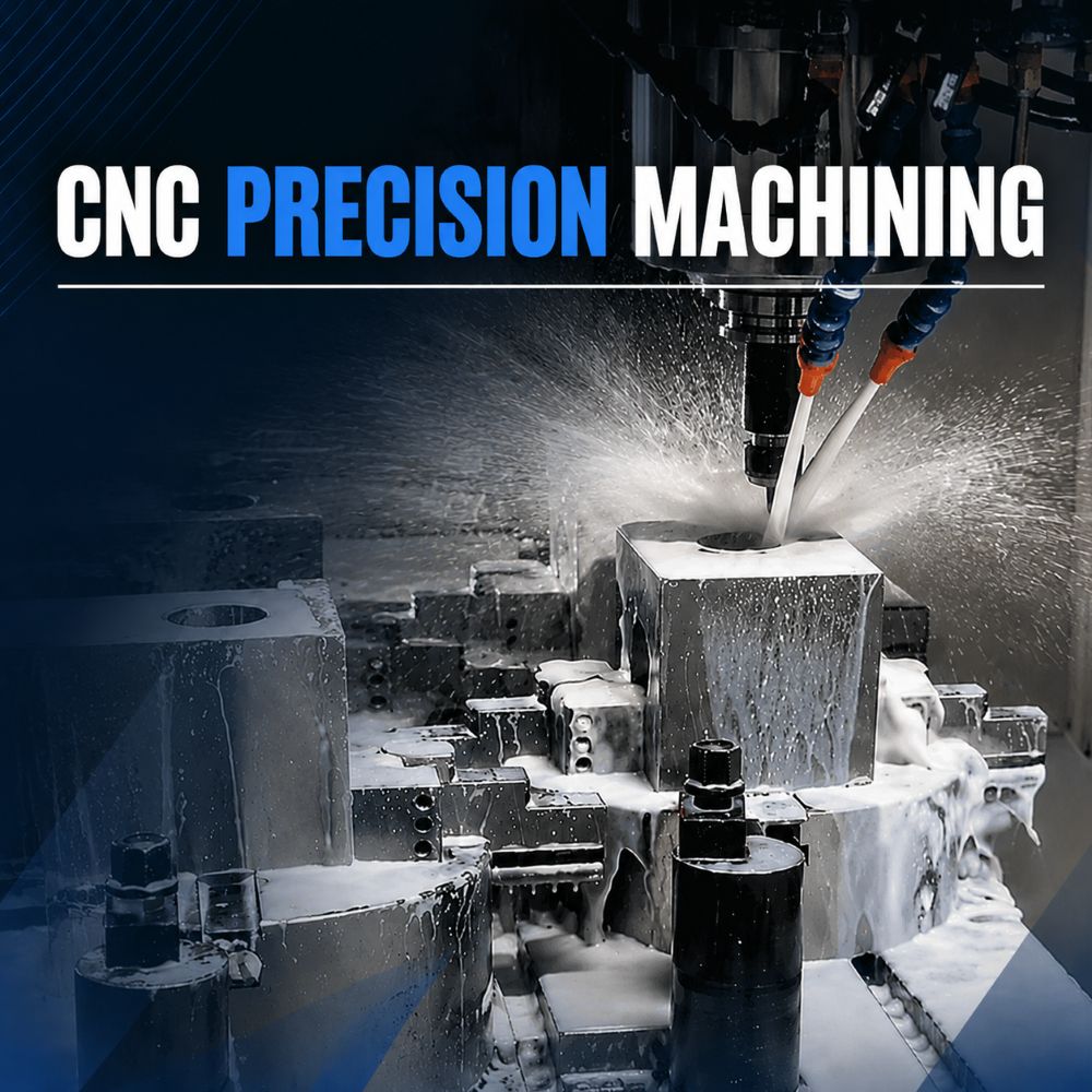 CNC precision machining process for custom machined parts in industrial manufacturing