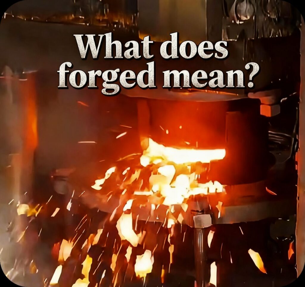 Forged meaning in manufacturing, showing hot metal forging under compressive force