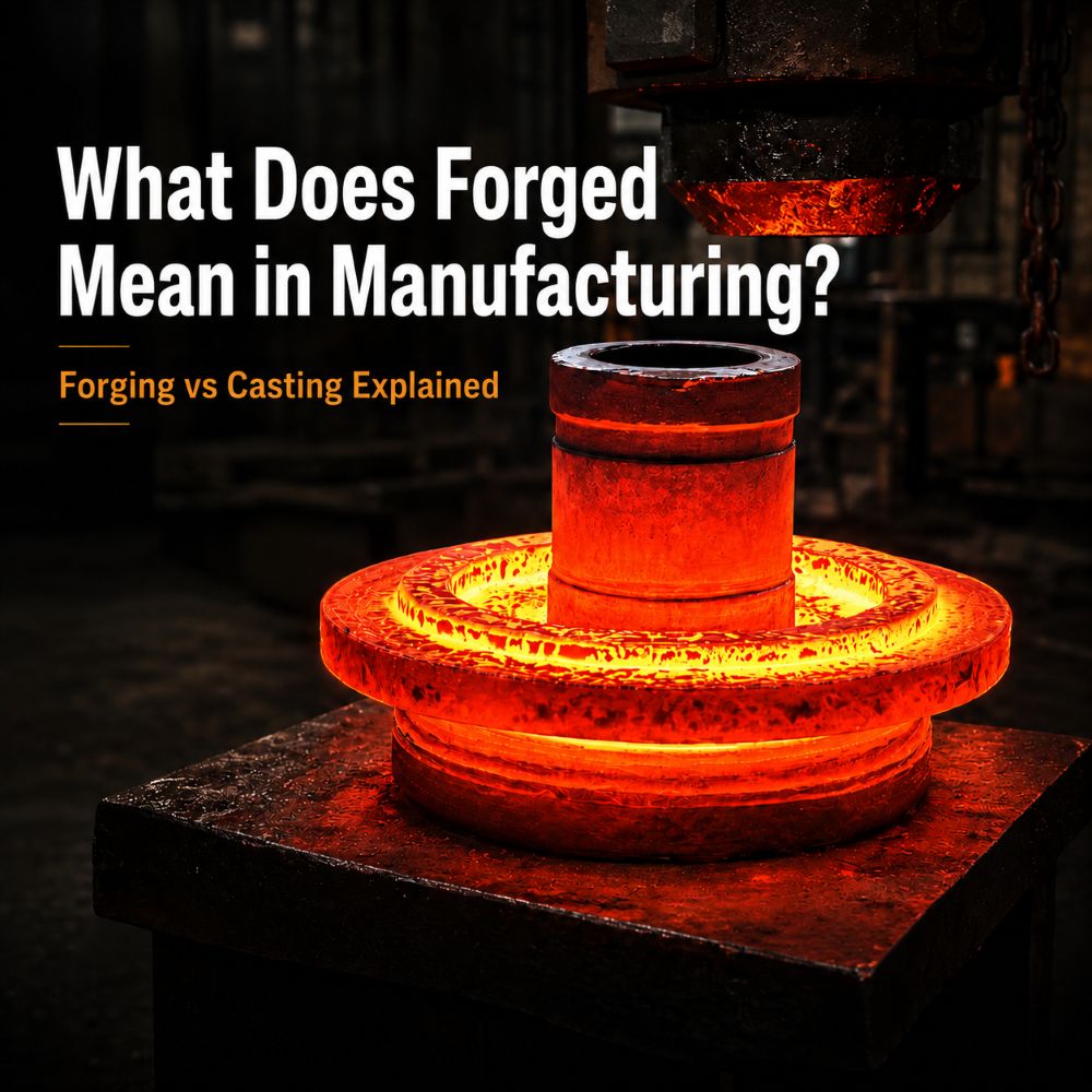 hot forged metal component during industrial forging process for heavy-duty OEM applications