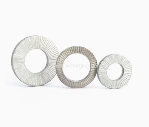 Double stack self-locking washers in different sizes for anti-loosening fastening