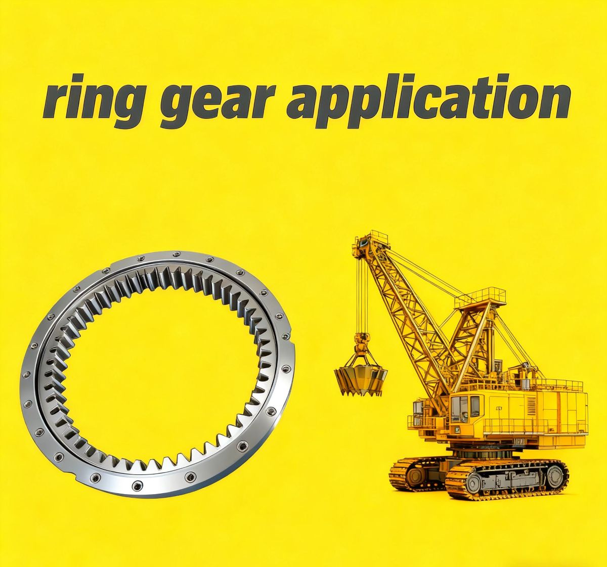 Ring gear application in heavy machinery and automotive power transmission