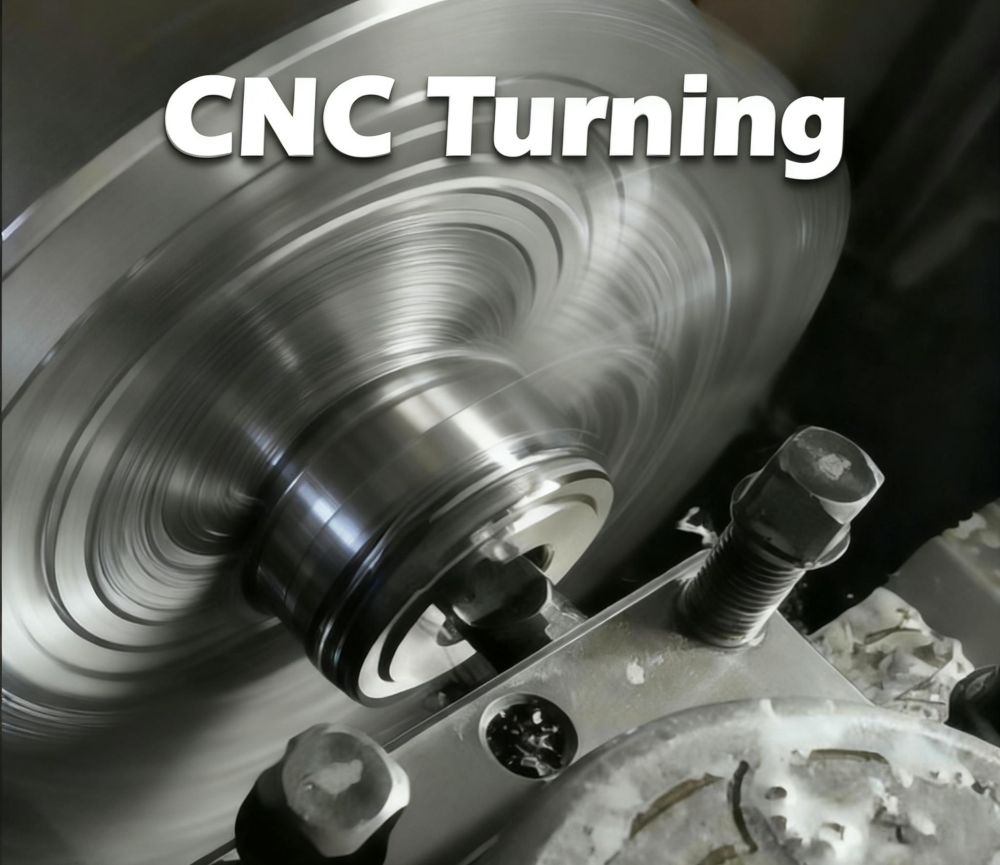 CNC turning process machining forged metal component on precision lathe