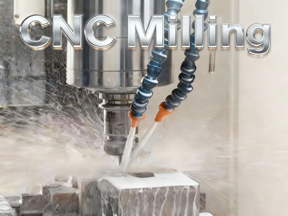 CNC milling machine cutting forged metal part with precision coolant system