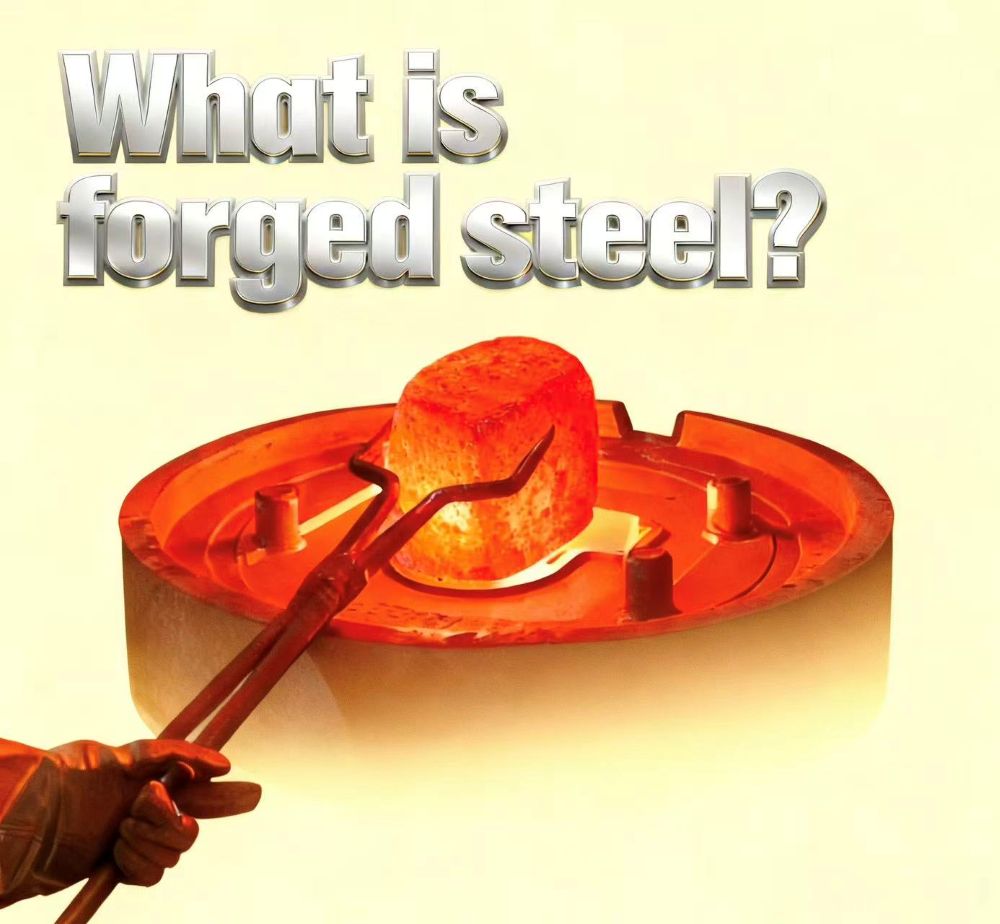 Heated steel billet being forged under high temperature during metal forming process