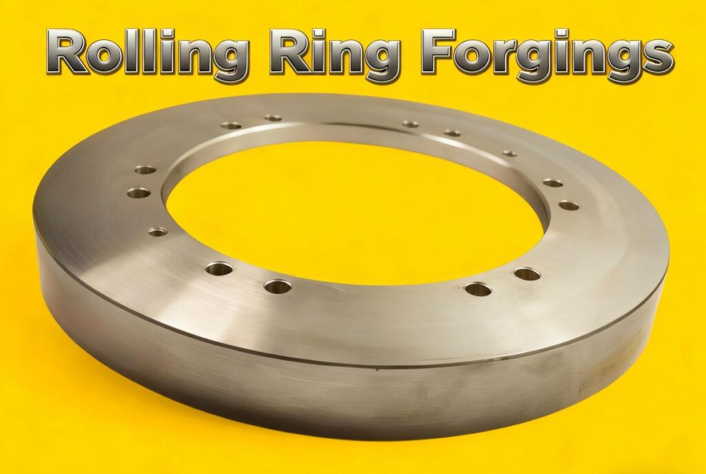 Precision rolled ring forging with machined holes for industrial use