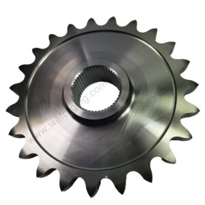 Forged sprocket wheel with CNC machined teeth and spline hub by Weforging