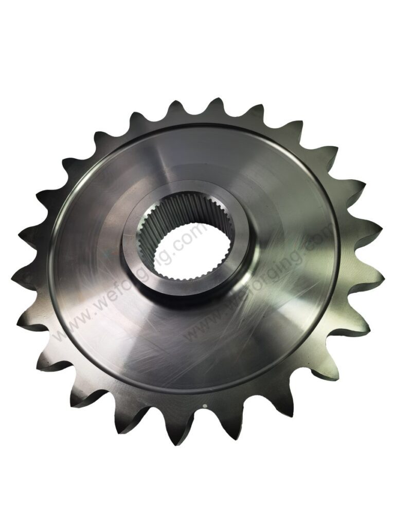 Forged sprocket wheel with CNC machined teeth and spline hub by Weforging