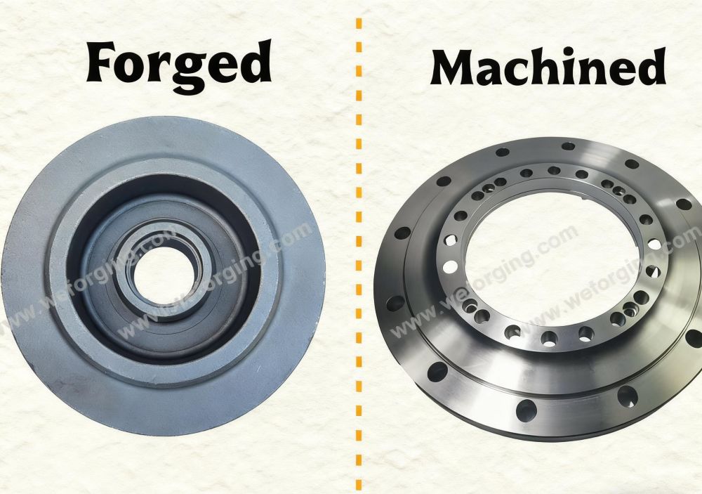 Comparison of forged and machined parts showing surface and structural differences by Weforging