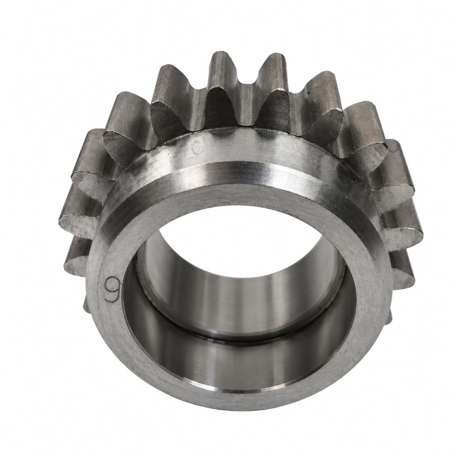 Forged spur gear with machined bore and external teeth displayed in front view – Weforging