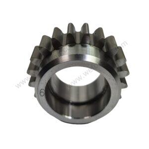 Forged spur gear with machined bore and external teeth displayed in front view – Weforging