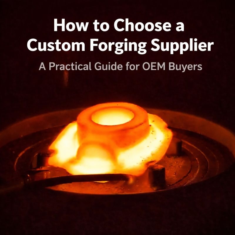 Hot forging process showing heated steel component during custom forging production