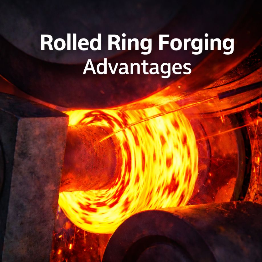 rolled ring forging process showing seamless ring formation and grain flow advantages