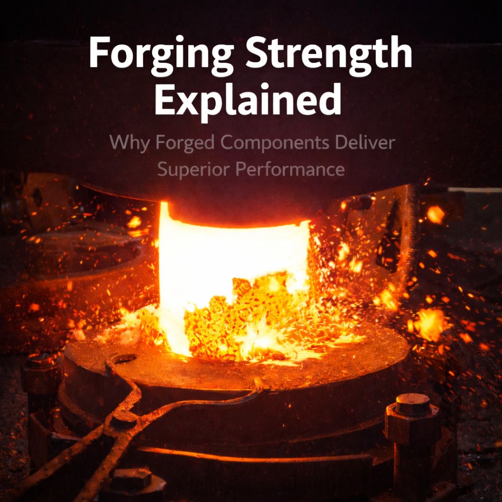 Hot metal forging process demonstrating forging strength and grain flow improvement by Weforging
