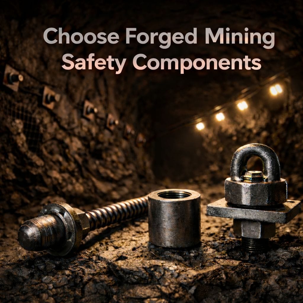 Forged mining safety components including rock bolts and fasteners for ground support systems by Weforging