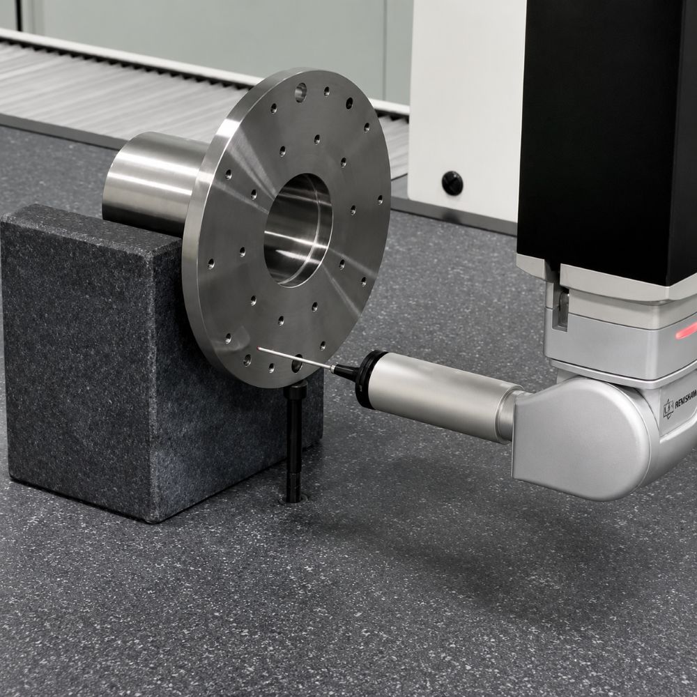 CMM inspection of forged and CNC machined flange component for GD&T dimensional verification