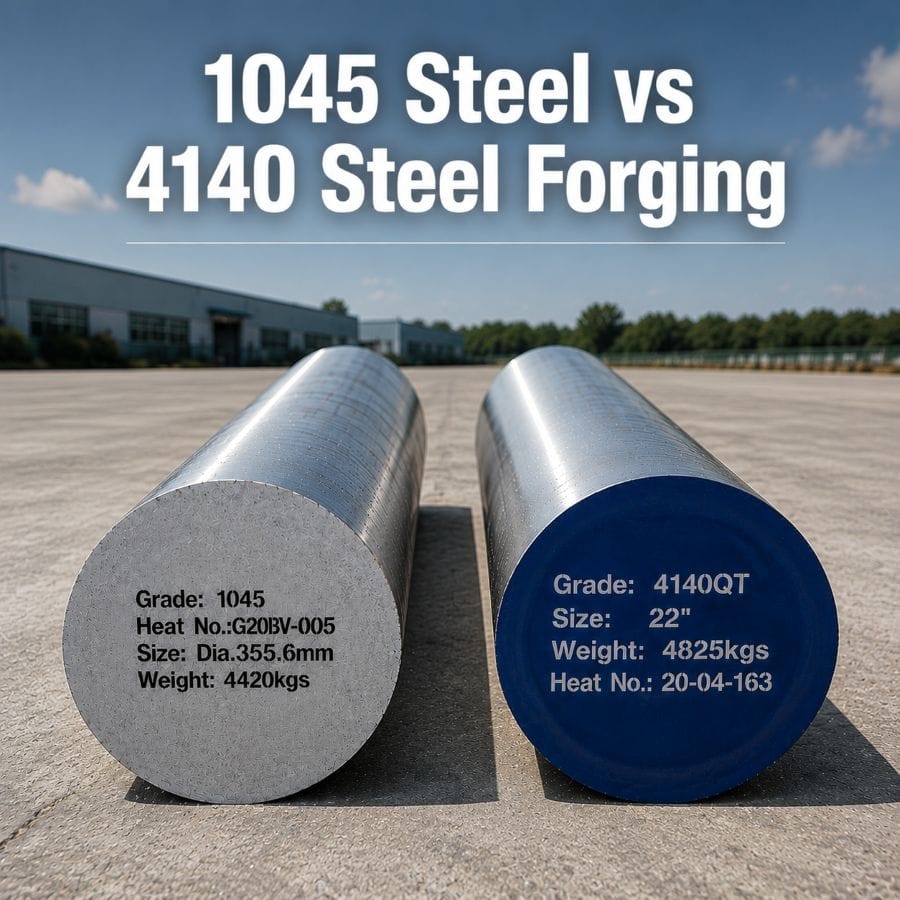 1045 steel vs 4140 steel forging comparison showing carbon steel and alloy steel materials for forged components