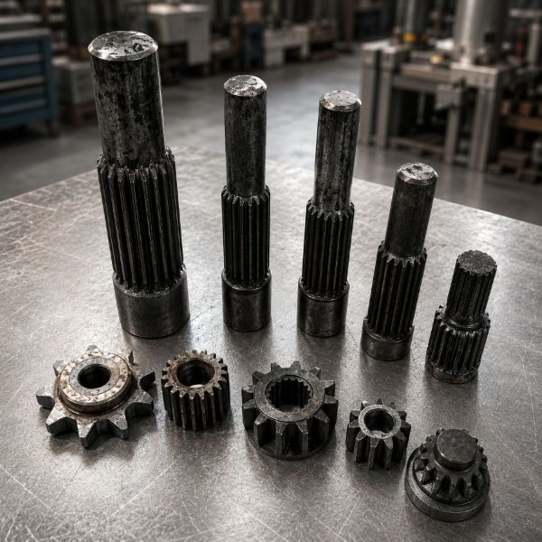 Cold forged components including splined shafts and precision forged parts