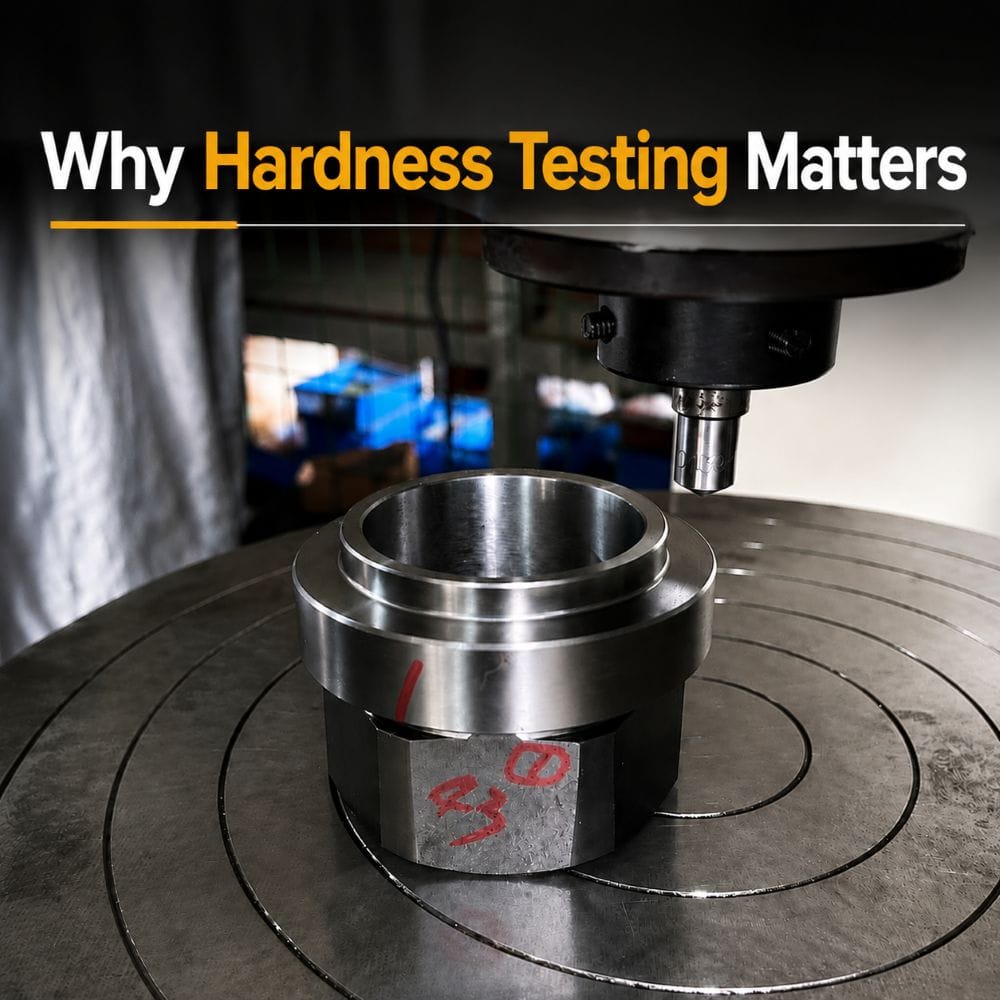 Hardness testing of forged steel component for forging quality control after heat treatment