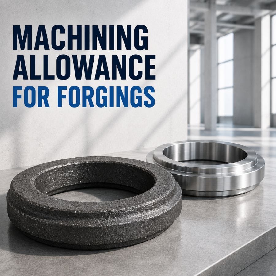 Machining allowance for forgings showing extra material left on a forged part for final machining