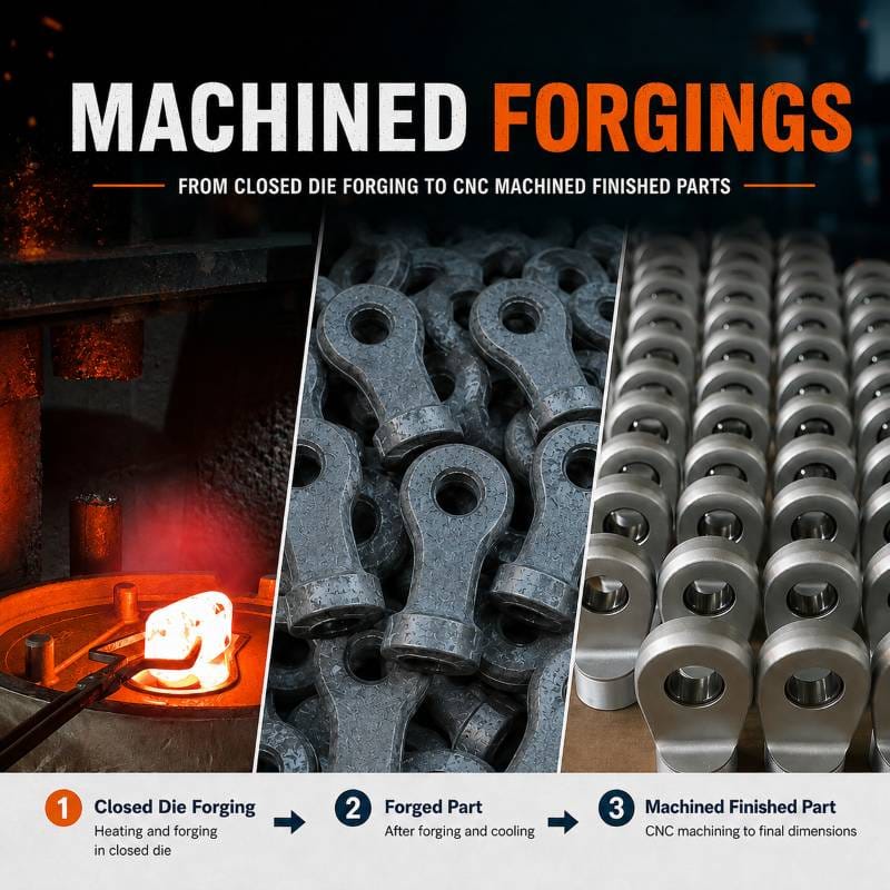 Machined forgings from closed die forging to CNC machined finished parts