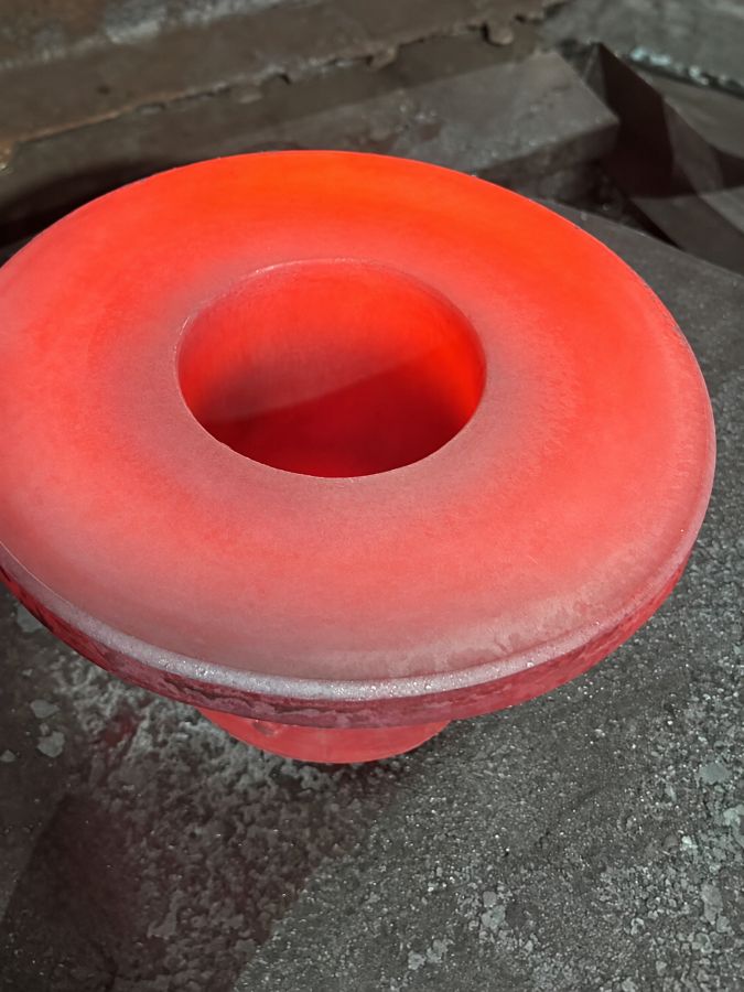 Hot-forged steel blank for a robot joint rotor core before CNC machining